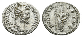 SEPTIMIUS SEVERUS (193-211). Denarius. Emesa.
Obv: IMP CAE L SEP SEV PERT AVG COS II.
Laureate head right.
Rev: FORTVN REDVC.
Fortuna standing lef...