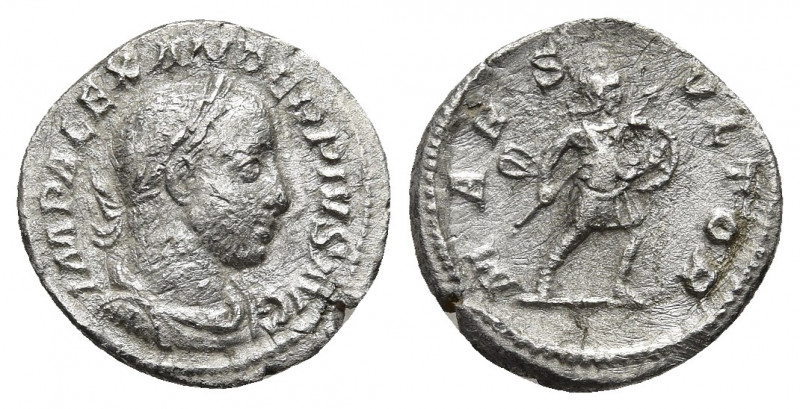 SEVERUS ALEXANDER (222-235). Denarius. Rome.
Obv: IMP ALEXANDER PIVS AVG.
Laur...
