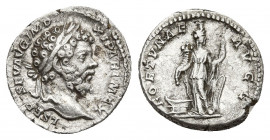 SEPTIMIUS SEVERUS (193-211). Denarius. Rome.
Obv: L SEPT SEV AVG IMP XI PART MAX. Laureate head to right.
Rev: FORTVNAE AVGG.
Fortuna standing faci...