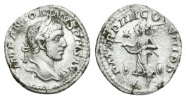 ELAGABALUS (218-222). Denarius. Rome.
Obv: IMP ANTONINVS PIVS AVG.
Laureate head right.
Rev: P M TR P IIII COS III P P.
Victory advancing left, ho...