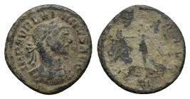 AURELIAN (270-275). Ae Denarius. Rome.
Obv: IMP AVRELIANVS AVG.
Laureate and cuirassed bust right.
Rev: VICTORIA AVG / R.
Victory advancing left, ...