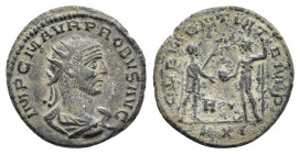 PROBUS (276-282). Antoninianus. Siscia.
Obv: IMP PROBVS INV AVG.
Radiate, draped and cuirassed bust right.
Rev: CONCORD MILIT / XXI.
Probus and Co...