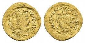 ANASTASIUS I (491-518). GOLD Tremissis. Constantinople.
Obv: D N ANASTASIVS P P AVG.
Diademed, draped and cuirassed bust right.
Rev: VICTORIA AVGVS...
