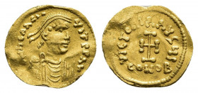 HERACLIUS (610-641). GOLD Tremissis. Constantinople.
Obv: δ N ҺЄRACLIЧS T P P AV.
Diademed, draped and cuirassed bust right.
Rev: VICTORIA AVGЧ ς /...