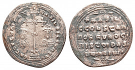 BASIL II BULGAROKTONOS with CONSTANTINE VIII (976-1025). Fourree Miliaresion. Constantinople.
Obv: Cross crosslet with central X and pellet-in-cresce...