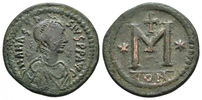 ANASTASIUS I (491-518). Follis. Constantinople.
Obv: D N ANASTASIVS P P AVG.
D...