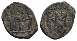 Heraclius, with Martina and Heraclius Constantine, 610-641. 40 Nummi. Constantinople, 4th officina.
Obv: Heraclius between Martina, on left, and Hera...