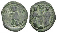 CONSTANTINE X DUCAS with EUDOCIA (1059-1067). Follis. Constantinople.
Obv: + ЄMMANOVHΛ / IC - XC.
Christ Pantokrator standing facing on footstool.
...