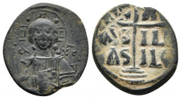ANONYMOUS FOLLES. Class A1. Attributed to John I (969-976). Follis. Contemporary imitation of Constantinople.
Obv: Facing bust of Christ Pantokrator....