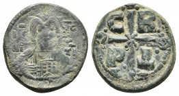 ROMANUS IV DIOGENES (1068-1071). Follis. Constantinople.
Obv: IC - XC / NI - KA.
Facing bust of Christ Pantokrator.
Rev: C - R / P - Δ.
Cross, wit...