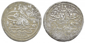 OTTOMAN EMPIRE. Mahmud I (AH 1143-1168 / 1730-1754 AD). Kuruş. Qustantiniya (Constantinople). Dated AH 1143 (1730 AD).
Obv: Toughra, with mint and AH...