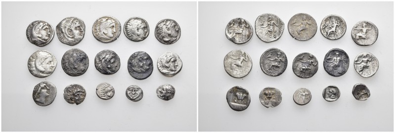 15 Greek Silver Mixed Coins.

Obv: .
Rev: .

.

Condition: See picture. N...