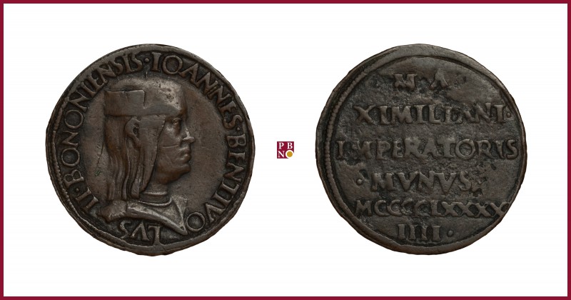 Bologna, Giovanni II Bentivoglio (1494-1509), STRUCK (CONIATA) bronze PROVA DEL ...