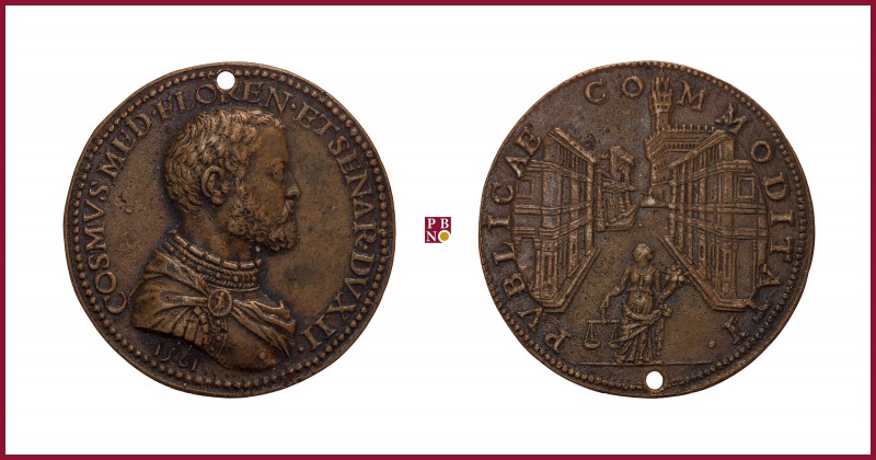 Tuscany, Cosimo I de Medici (1519-1574), cast bronze medal, 32,38 g Cu/Ae, 41 mm...
