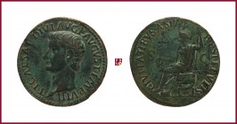 Tiberius (14-37), CONTEMPORARY cast bronze medal in a form of Roman As, 13,47 g Cu/Ae, 35 mm, TI. CAESAR DIVI AVG P AVGVST. IMP. VIII, head left/CIVIT...