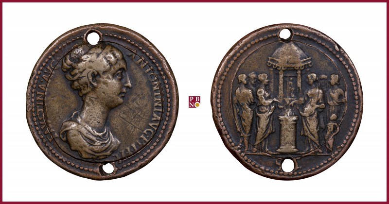 Faustina II (147-175), bronze medal struck (in a form of Roman Medallion) on a l...