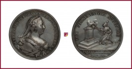 Austria, Maria Theresia (1740-1780), silver medal, 1767, 34,48 g Ag, 47 mm, opus: A. Widemann, Recovery of the Empress from Pox, bust right/kneeling R...