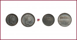 Austria, Ferdinand I (1835-1848), Coronation of Lombardy-Venetian king in Milan, a pair of tokens (2 pieces), 1838, 5,48 g Ag, 21mm, 3,28 g Ag, 19 mm,...
