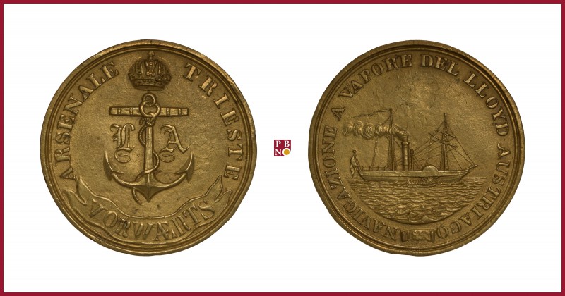 Austria, Franz Joseph I (1848-1916), Triest, ORIGINAL CAST brass medal, (1853), ...