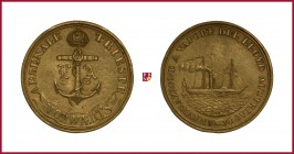 Austria, Franz Joseph I (1848-1916), Triest, ORIGINAL CAST brass medal, (1853), 72,56 g Cu/Ae, 67 mm, Austrian Lloyd and Steamship Naval Traffic, stea...