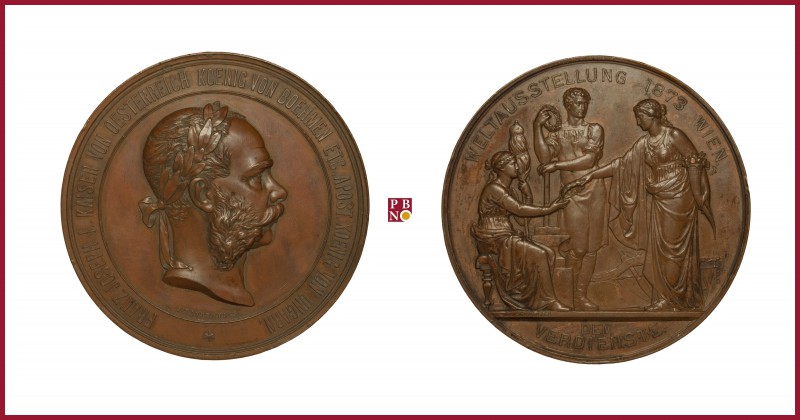 Austria, Franz Joseph I (1848-1916), copper medal, 1873, 153,88 g Cu, 70 mm, opu...