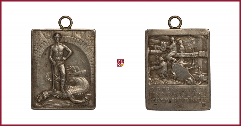 Austria, Franz Joseph (1848-1916) silver plaquette, 1905, 23,19 g Ag, 40 (46)x32...
