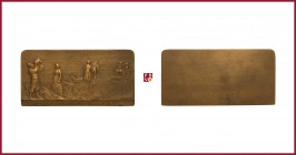 Austria, Franz Joseph (1848-1916) , uniface bronze plaquette, undated (around 1900), 47,55 g Cu/Ae, 70x34 mm, opus: A. Weinberger, ZUR SOMMERSZEIT, ,,...