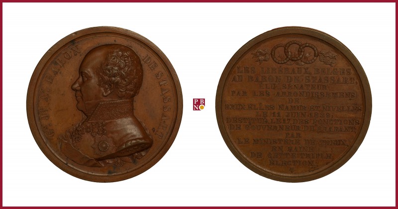 Belgium, Baron Goswin de Stassart (1780-1854), general and statesman, copper med...