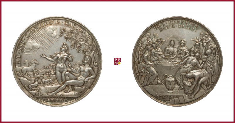Denmark, Christian V (1670-1699), silver medal, 1687/1696, 179,53 g Ag, 74 mm, o...