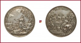 Denmark, Christian V (1670-1699), silver medal, 1687/1696, 179,53 g Ag, 74 mm, opus: A. Meybusch (of German or Dutch origin, active in Denmark, Sweden...