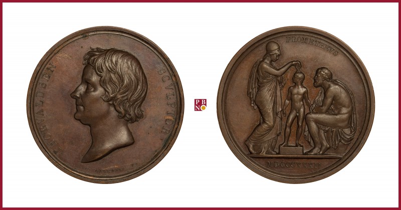 Denmark, Bertel Thorvaldsen (1770-1844), sculptor, bronze medal, 1832, 70,24 g C...