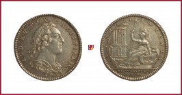 France, Louis XV (1715-1776), silver token, 1757, 8,33 g Ag, 30 mm, bust right/Minerva seated left, Collection Renesse-Breidbach 12011
Extremely Fine...