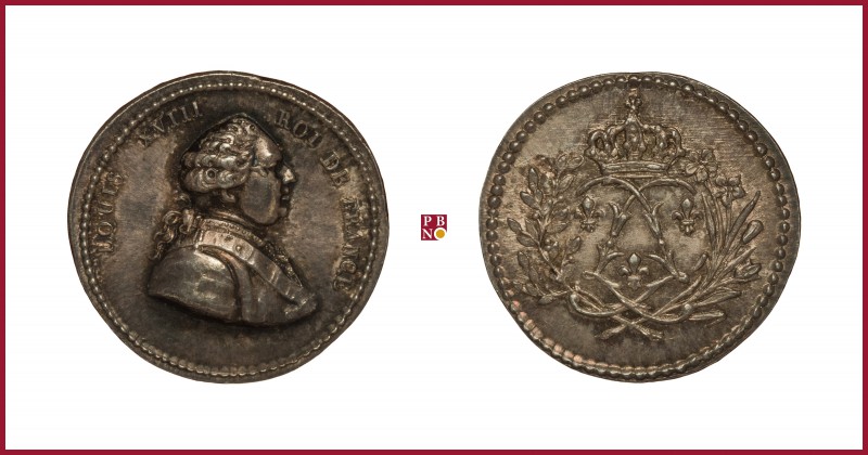 France, Louis XVIII (1815-1824), silver medaillette, 1,58 g Ag, 13 mm, bust righ...