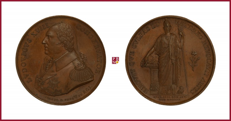 France, Louis XVIII (1814/15-1824), copper medal, 1815, 56,96 g Cu, 47 mm, opus:...