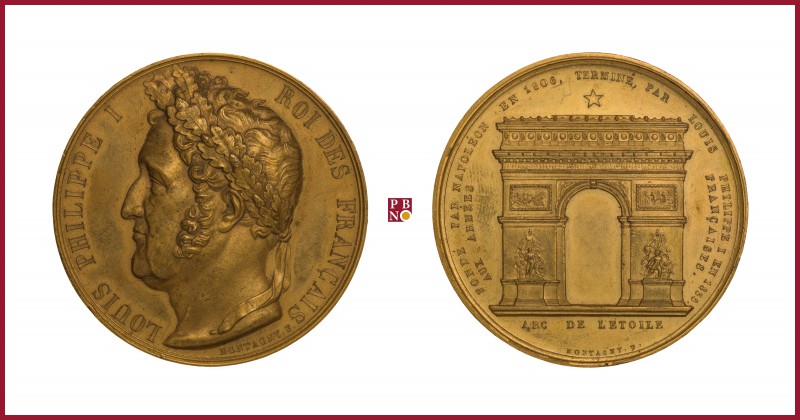 France Louis Philippe I (1830-1848), gilded bronze medal, 1836, 74,15 g Cu/Ae, 5...