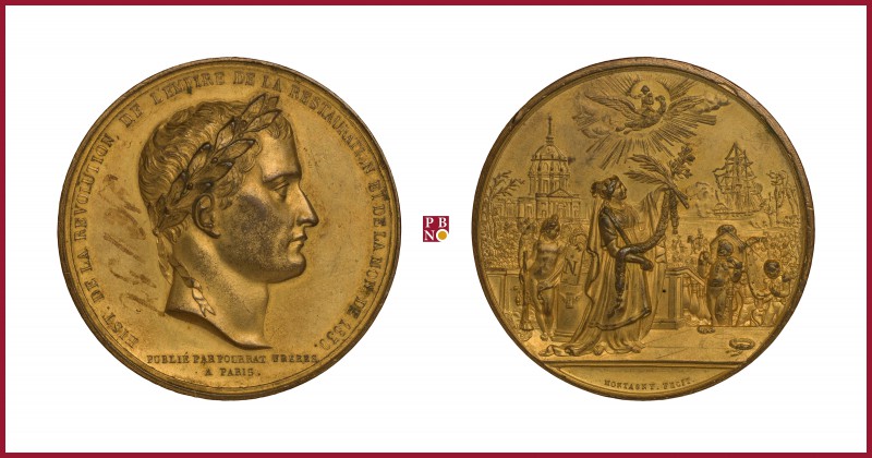 France, Napoleon I (1804-1815), gilded bronze medal, (1840; dated 1830), 74,79 g...