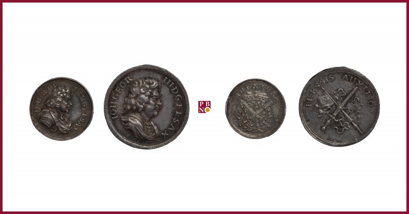 Germany, Saxony, Johann Georg III (1680-1691), lot of 2 silver medaillette (PRES...