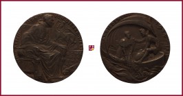 Iron medal, 1914, 65,28 g Fe, 57 mm, opus: K. Goetz (Munich), Pope Benedict XV’s Support, pope, seated on the throne/pope, throwing a net; soldier wit...