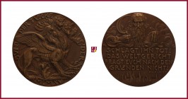 Bronze medal, 1915, 144,97 g Cu/Ae, 82 mm, opus: K. Goetz (Munich), Pact of Malice, animals, representing Entente/Lord with a Sicle; von Kleist’s text...