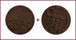 Bronze medal, 1916, 67,61 g Cu/Ae, 56 mm, opus: K. Goetz (Munich), Operation Gallipoli 1915-1916, French and British soldier with attributes/skeletons...