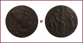 Iron medal, 1917, 153,20 g Fe, 85 mm, opus: K. Goetz (Munich), Europe’s Suicide, Europe on a bull/American and Japanese, profiting from the war, Kiena...