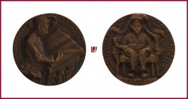 Bronze medal, 1918, 77,07 g Cu/Ae, 59 mm, opus: K. Goetz (Munich), The Golden Book of Munich, Emperor with joker-cap, subscribing the book/socialist F...