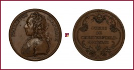Great Britain, Philip Dormer Stanhope (1694-1773), Earl of Chesterfield, copper medal, 1743, 57,31 g Cu, 55 mm, opus: J.A. Dassier, bust right/baroque...