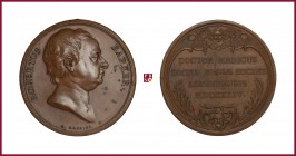 Great Britain, Robert Barker († 1745), physician, copper medal, 1744, 63,41 g Cu, 55 mm, opus: J.A. Dassier, bust right/baroque cartouche with inscrip...