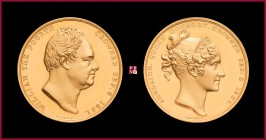 Great Britain, George IV (1820-1830), GOLD medal, 1821, 31,21 g Au, 35 mm, opus: B. Pistrucci, Coronation 1821, laureate head left/king enthroned left...