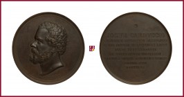 Italy, Giosuè Carducci (1835-1907), bronze medal, 1895, 88,44 g Cu/Ae, 60 mm, opus: Speranza, University of Bologna in his Honour, head left/latin ins...