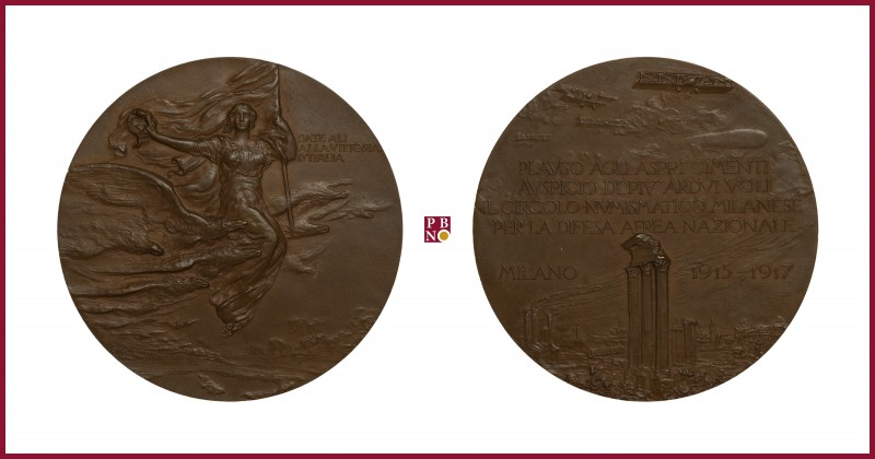 Italy, Milan, Numismatic Association of Milan, bronze medal, 1917, 67,98 g Cu/Ae...