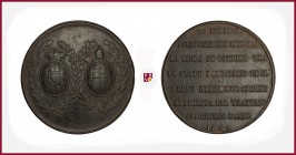 Italy, Kingdom of Two Sicilies, Ferdinando II di Borbone (1830-1859), cast iron medal, 1840, Naples, 840 g Fe, 117 mm, Demarcation Line with The Papal...
