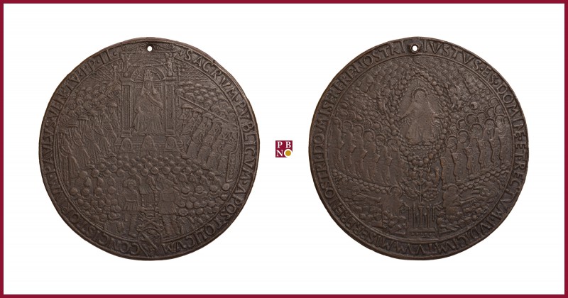 The Papal States, Paul II (1464-1471), early aftercast bronze medal, the excommu...