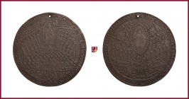 The Papal States, Paul II (1464-1471), early aftercast bronze medal, the excommunication of George Podebrady, king of Bohemia, 1466, opus: Emiliano Or...